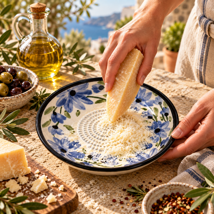 Ceramic Garlic Grater Plate, 7" Handmade & Hand-Painted for Garlic and Ginger