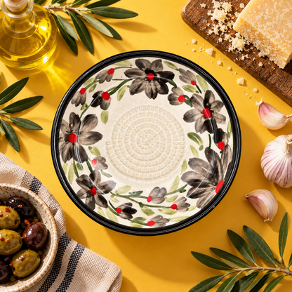 Ceramic Garlic Grater Plate, 7" Handmade & Hand-Painted for Garlic and Ginger