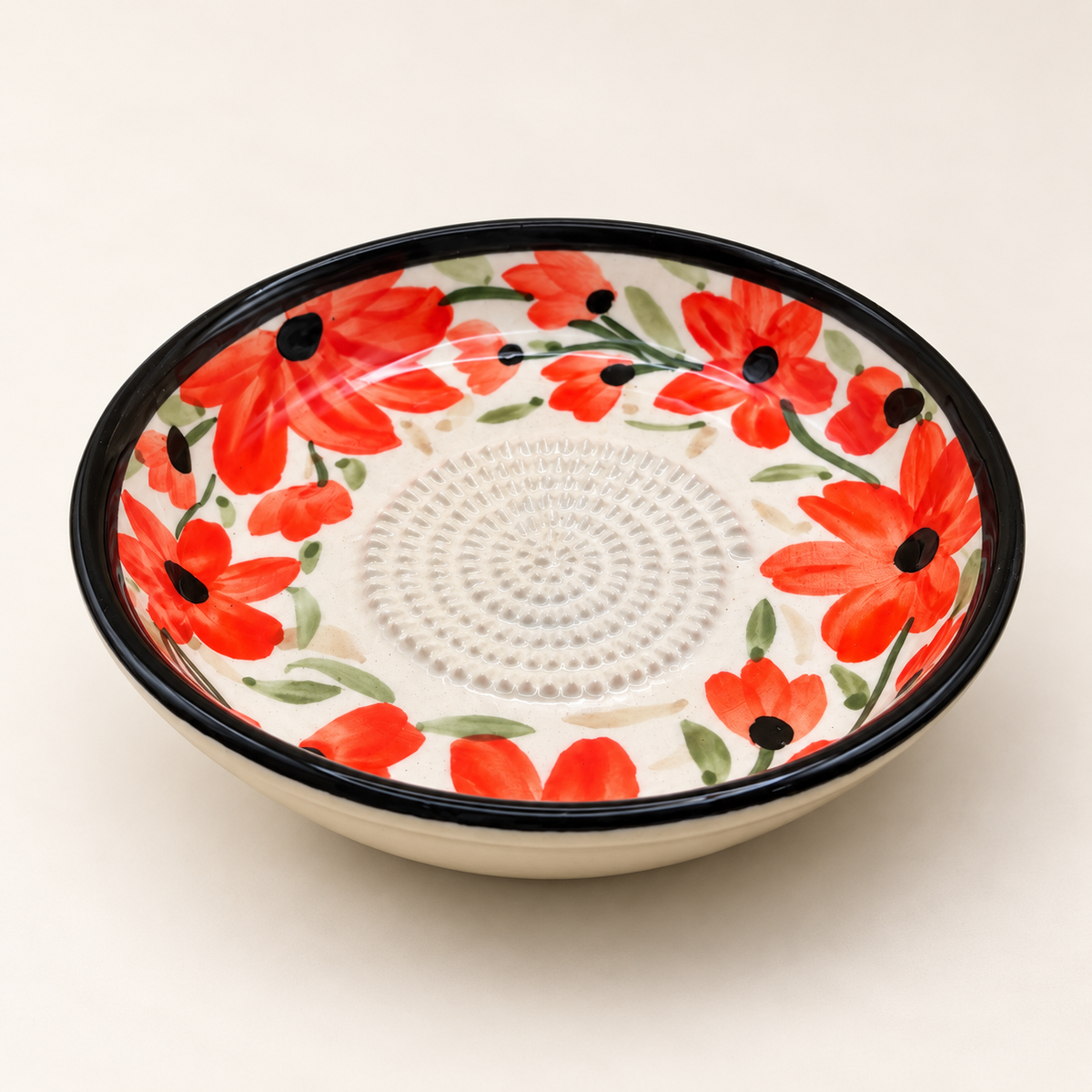 Ceramic Garlic Grater Plate, 7" Handmade & Hand-Painted for Garlic and Ginger