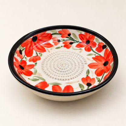 Ceramic Garlic Grater Plate, 7" Handmade & Hand-Painted for Garlic and Ginger