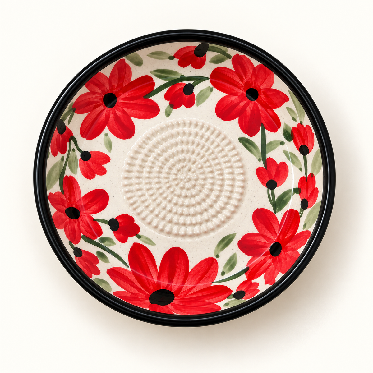 Ceramic Garlic Grater Plate, 7" Handmade & Hand-Painted for Garlic and Ginger