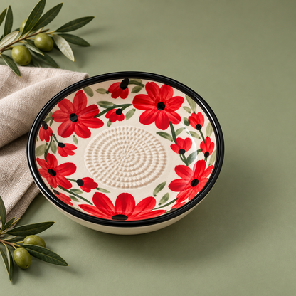 Ceramic Garlic Grater Plate, 7" Handmade & Hand-Painted for Garlic and Ginger