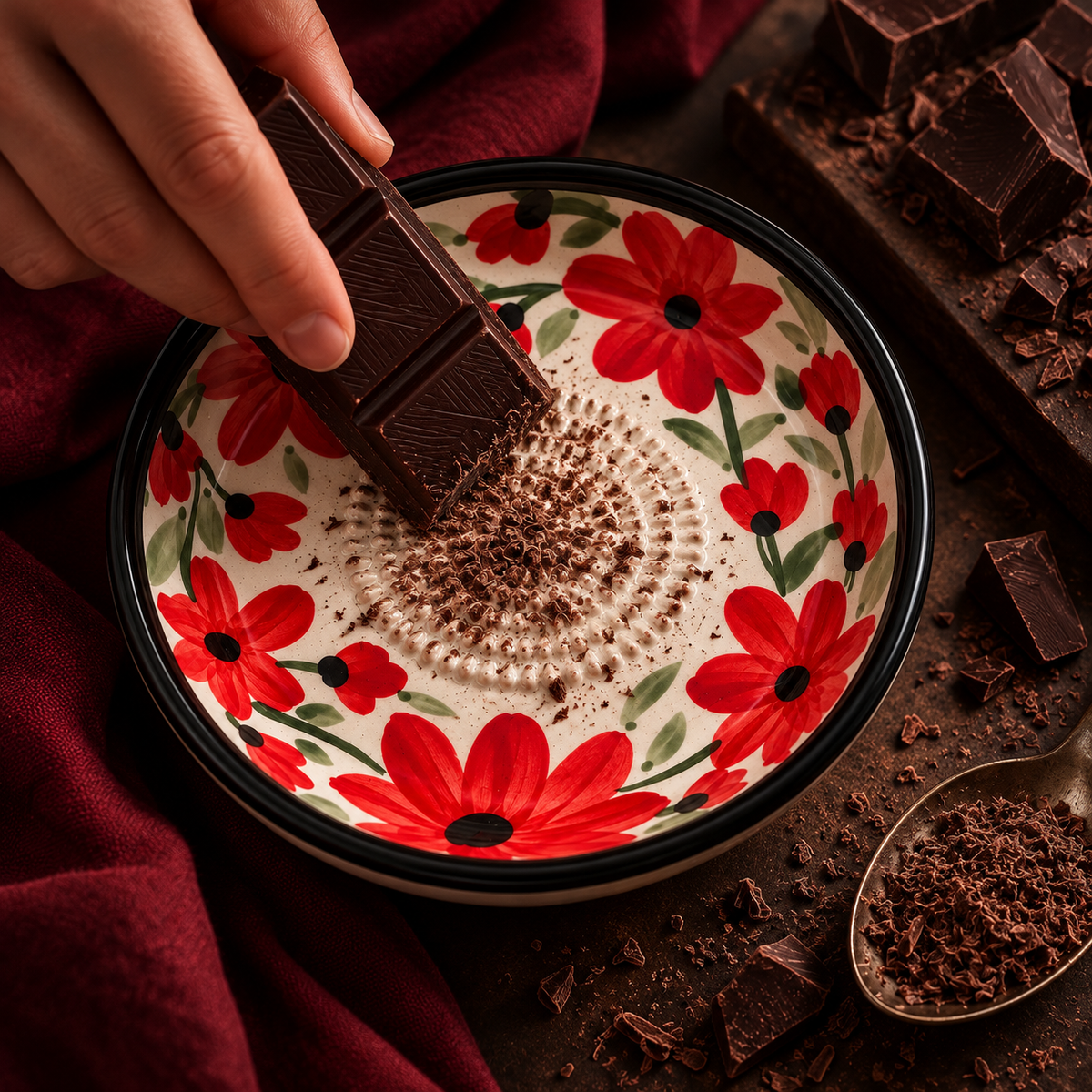 Ceramic Garlic Grater Plate, 7" Handmade & Hand-Painted for Garlic and Ginger