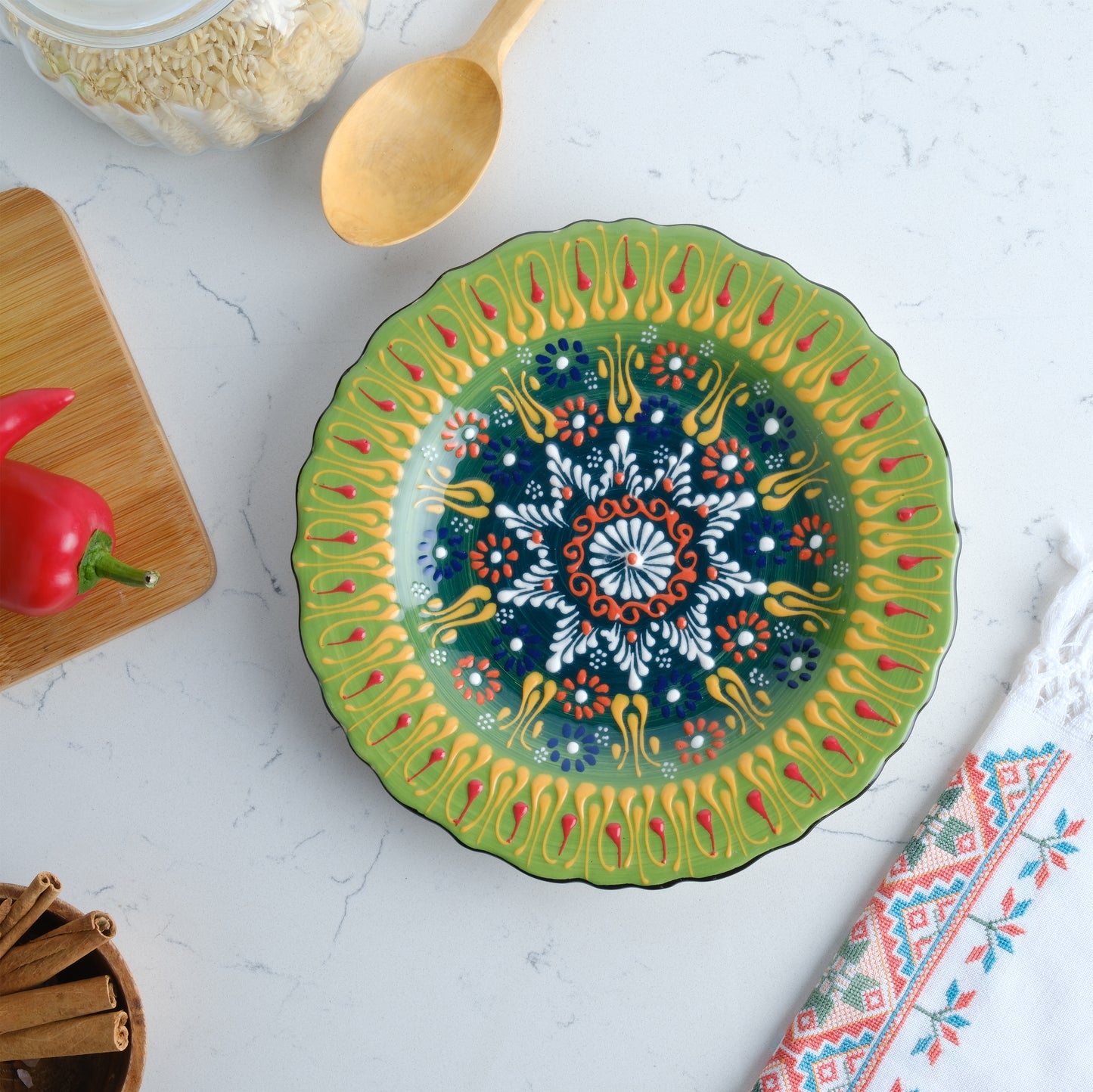 Handmade Ceramic Decorative Plate, Decorative Lime Green Dish, Home Decor Plate