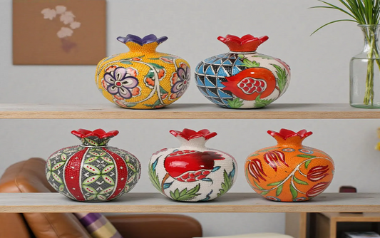 Custom Ceramic Pomegranate Vase Collection for Thomas, 21 Turkish Floral Decorative Pomegranates, Mediterranean Ceramic Home Accent Ornament