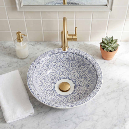 Whirling Dervish Spiral Ceramic Vessel Sink, Handpainted Bathroom Basin