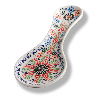 Handmade Ceramic Spoon Rest, Vanilla White Color Spoon Rests, Traditional Spoon Holder for Stove Top