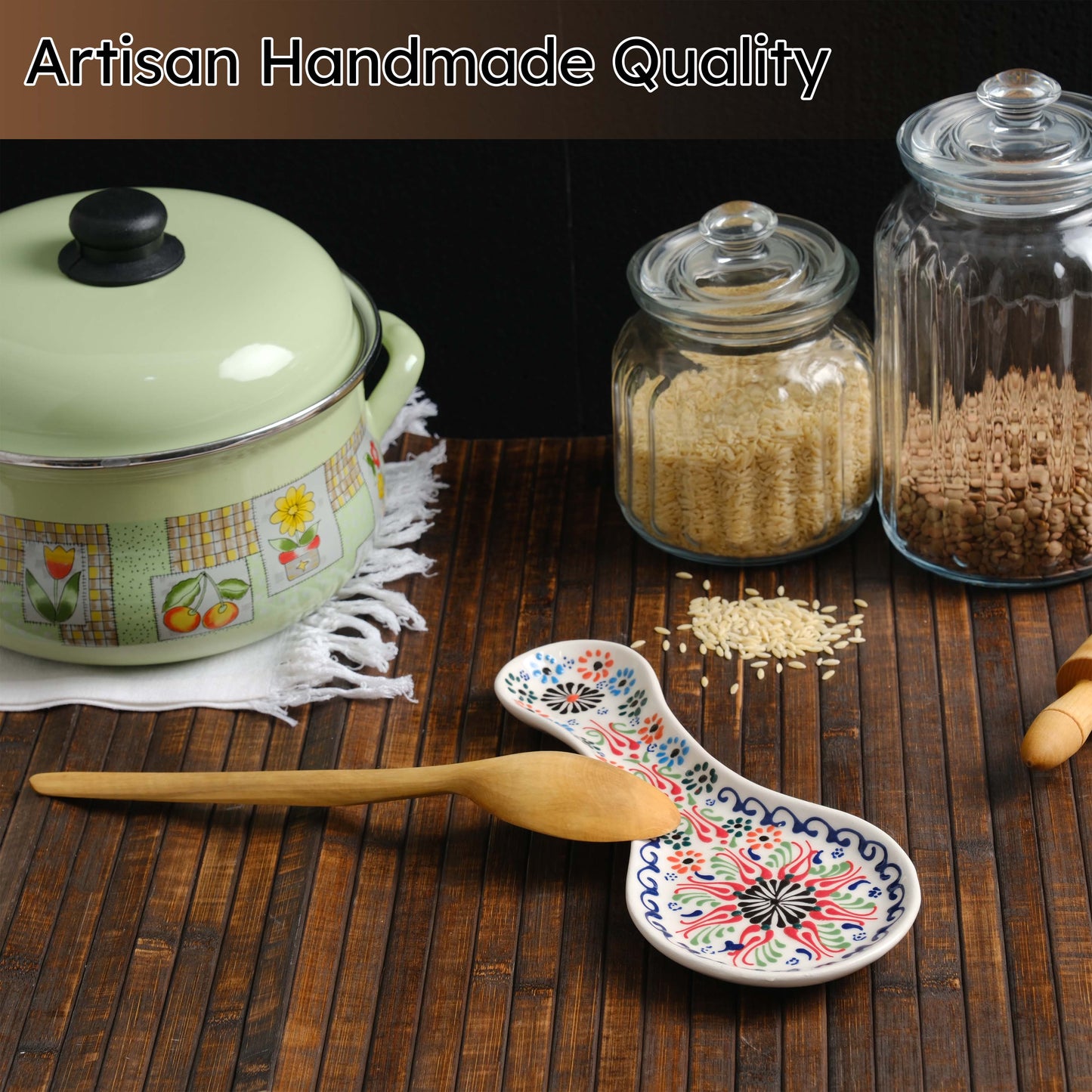 Handmade Ceramic Spoon Rest, Vanilla White Color Spoon Rests, Traditional Spoon Holder for Stove Top