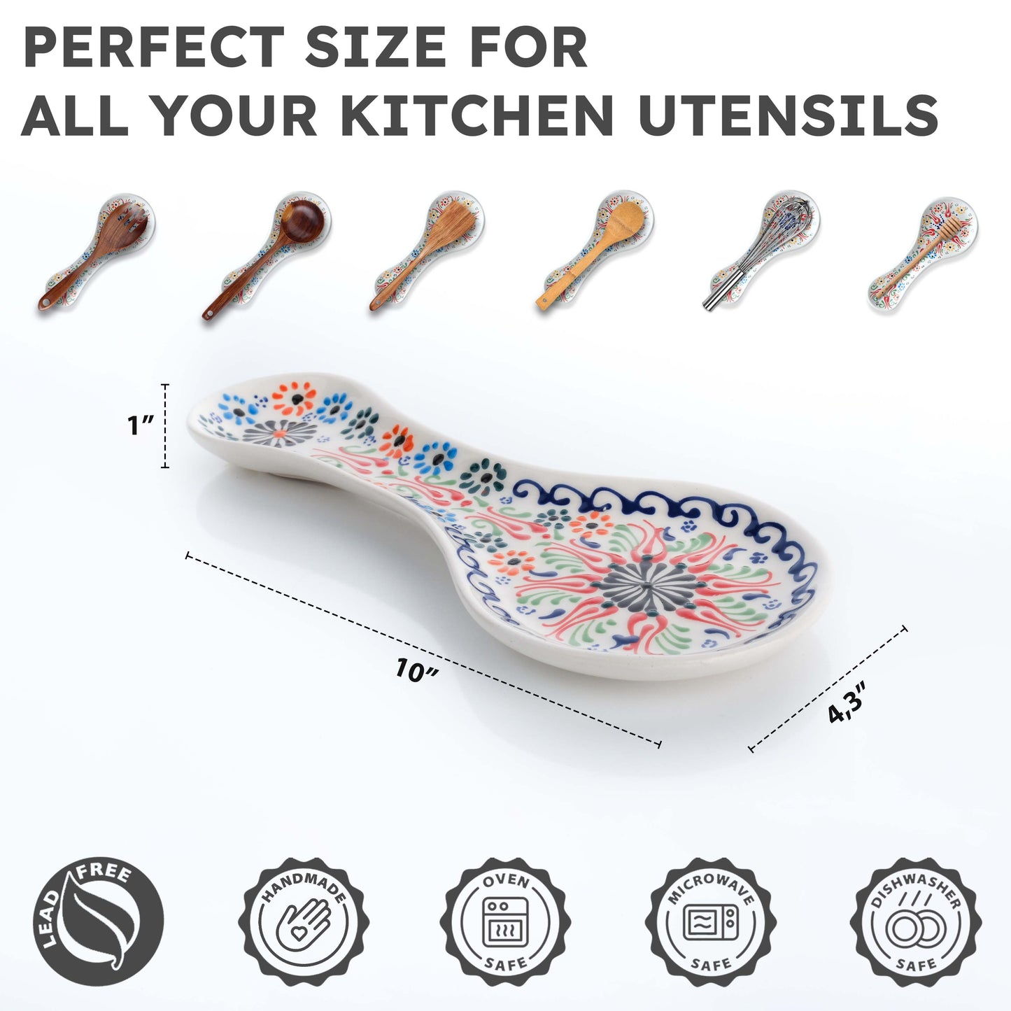 Handmade Ceramic Spoon Rest, Vanilla White Color Spoon Rests, Traditional Spoon Holder for Stove Top
