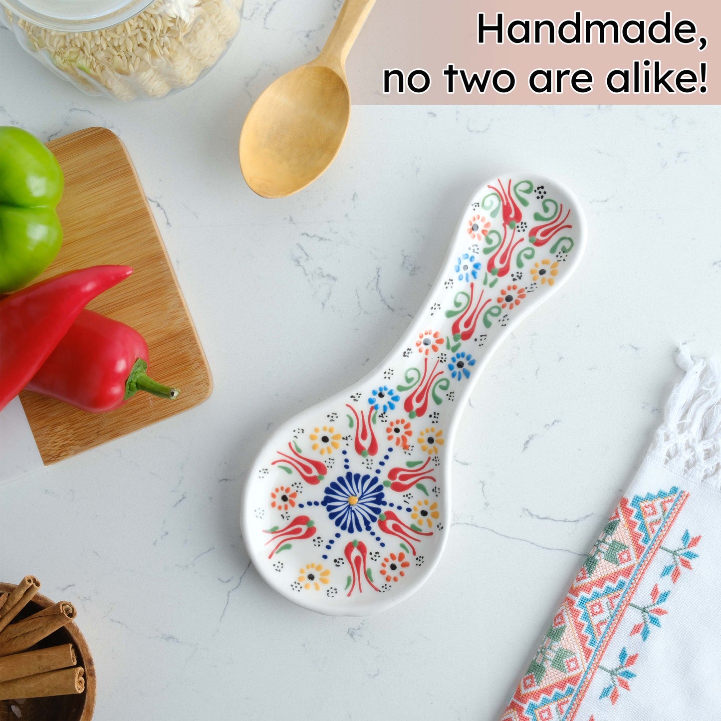 Handmade Ceramic Spoon Rest, Vanilla White Color Spoon Rests, Traditional Spoon Holder for Stove Top