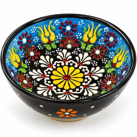 Salsa Bowls Hand-Painted Floral Ceramic Bowl, 4.72″ × 2″  for Dips, Sauces, Snacks & Desserts
