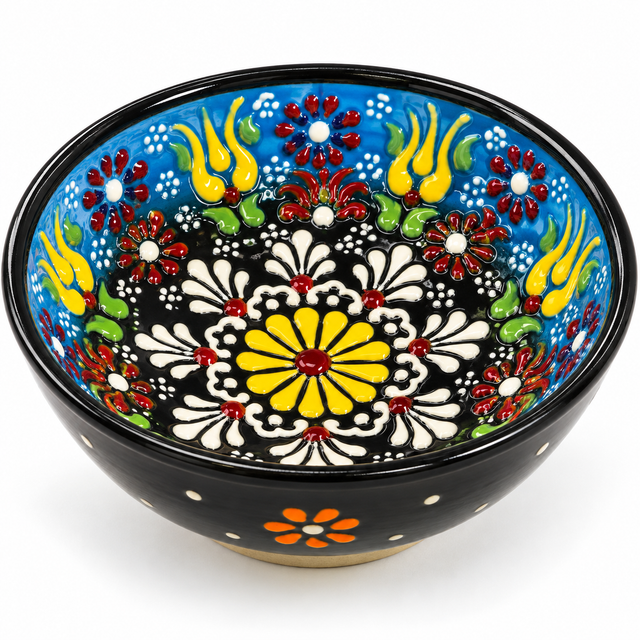 Salsa Bowls Hand-Painted Floral Ceramic Bowl, 4.72″ × 2″  for Dips, Sauces, Snacks & Desserts