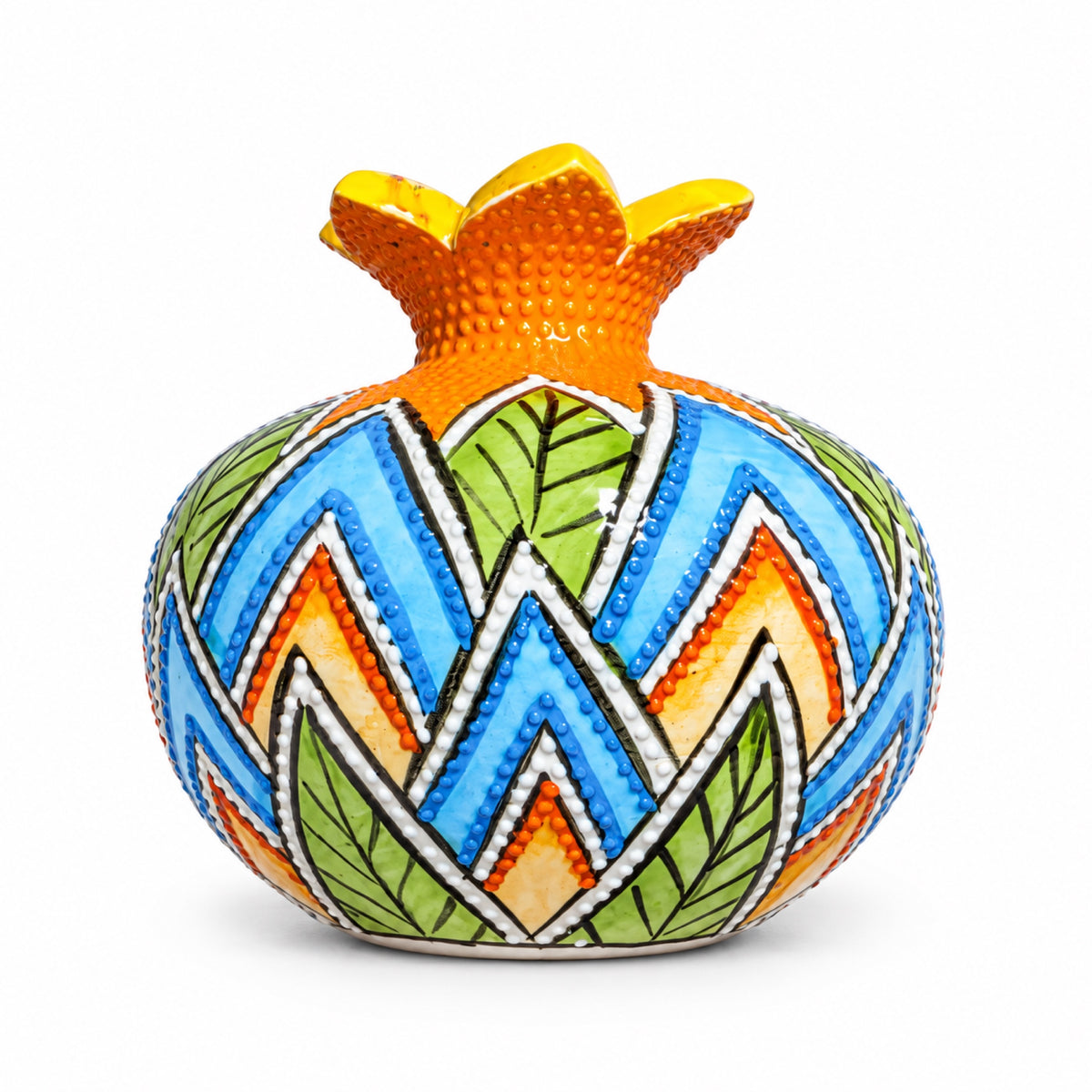Ceramic Pomegranate Vase, 4 Inch Textured Decorative Ornament