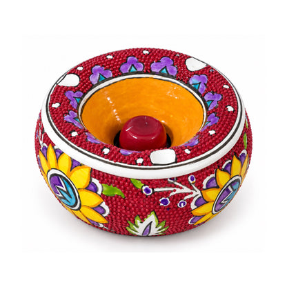 Handmade Ceramic Ashtray with Lid, 5 Inch Hand Painted Floral Outdoor Ashtray