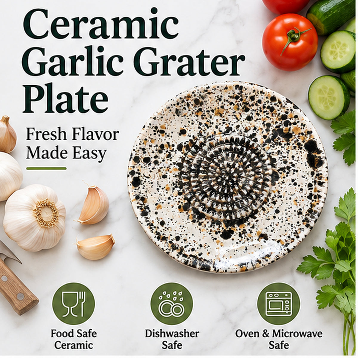 Garlic Grater Bowl, Ceramic Grater Plate, 5" Ceramic Garlic Grinder, Decorative Grater Bowl