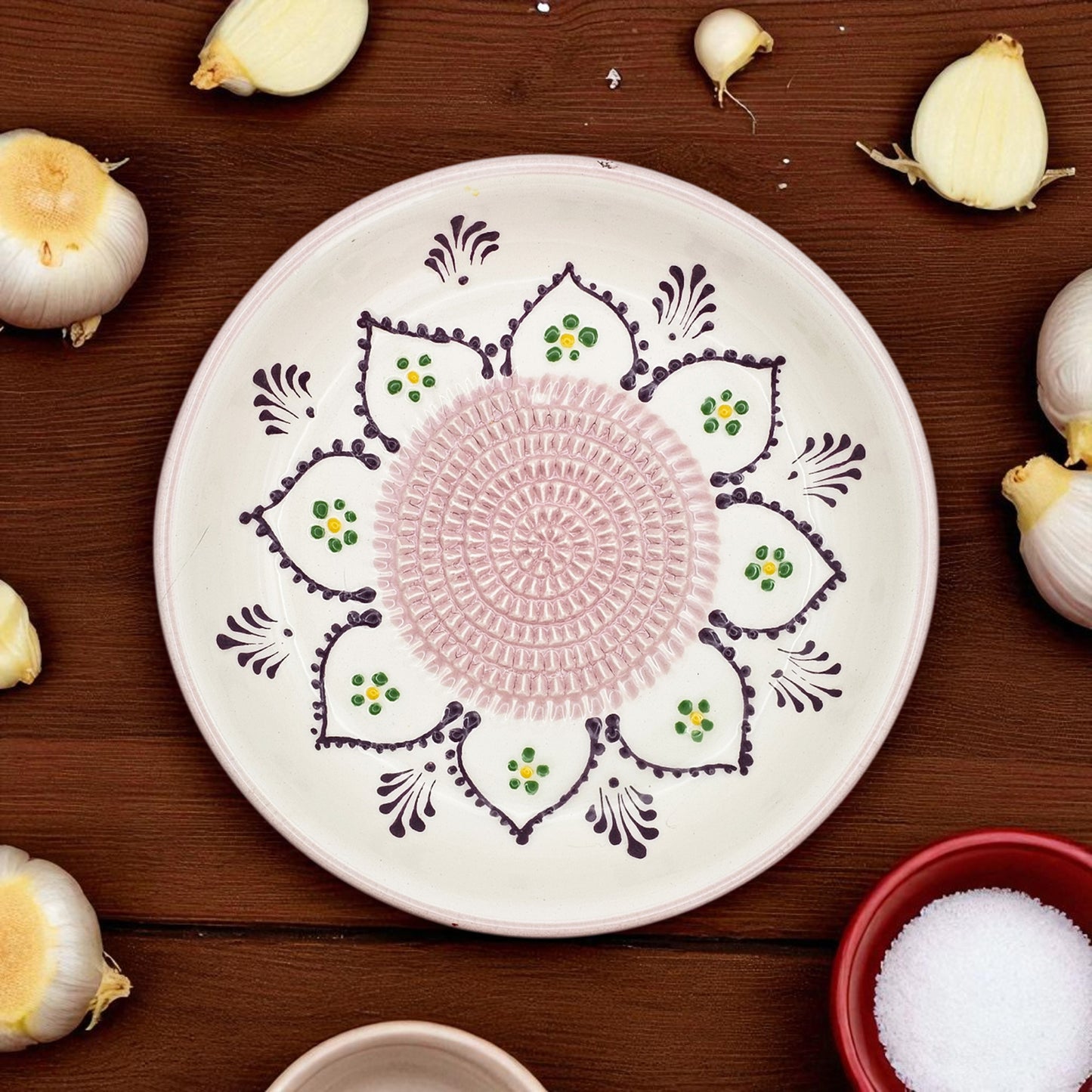 Garlic Grater Bowl, Purple Dream Grater Plate, 7" Ceramic Garlic Grinder, Decorative Grater Bowl