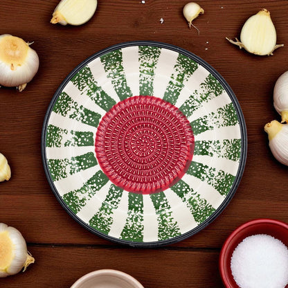 Garlic Grater Bowl, Watermelon Design Grater Plate, 7" Ceramic Garlic Grinder, Decorative Grater Bowl