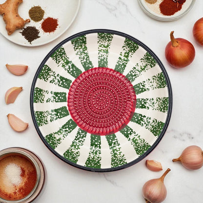 Garlic Grater Bowl, Watermelon Design Grater Plate, 7" Ceramic Garlic Grinder, Decorative Grater Bowl