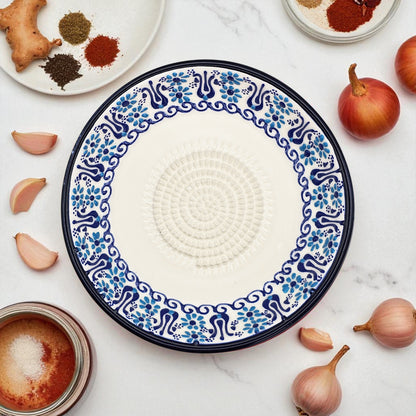 Garlic Grater Bowl, Sultan's Dream Grater Plate, 7" Ceramic Garlic Grinder, Decorative Grater Bowl