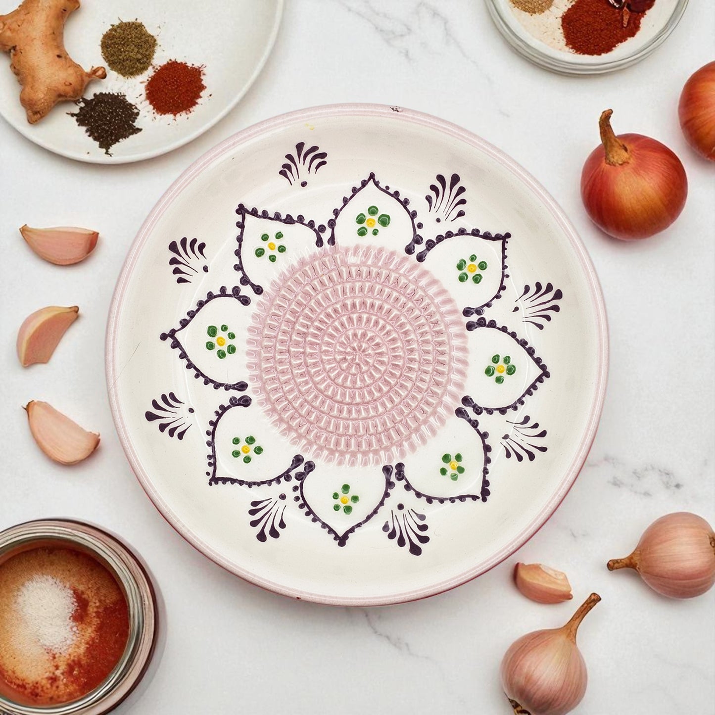 Garlic Grater Bowl, Purple Dream Grater Plate, 7" Ceramic Garlic Grinder, Decorative Grater Bowl