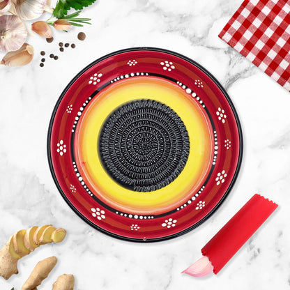 Garlic Grater Bowl, Daisy Red Grater Plate, 7" Ceramic Garlic Grinder, Decorative Grater Bowl