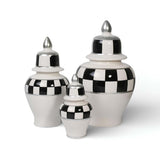 Handmade Ceramic Jar, Silver Check Ceramic Jar with Lid