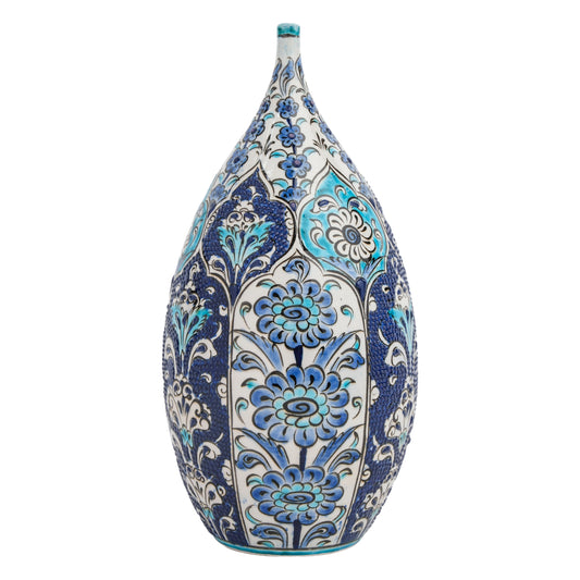 Handmade Ceramic Bottle, Azure Bloom Decorative Bottle, Decorative Vase
