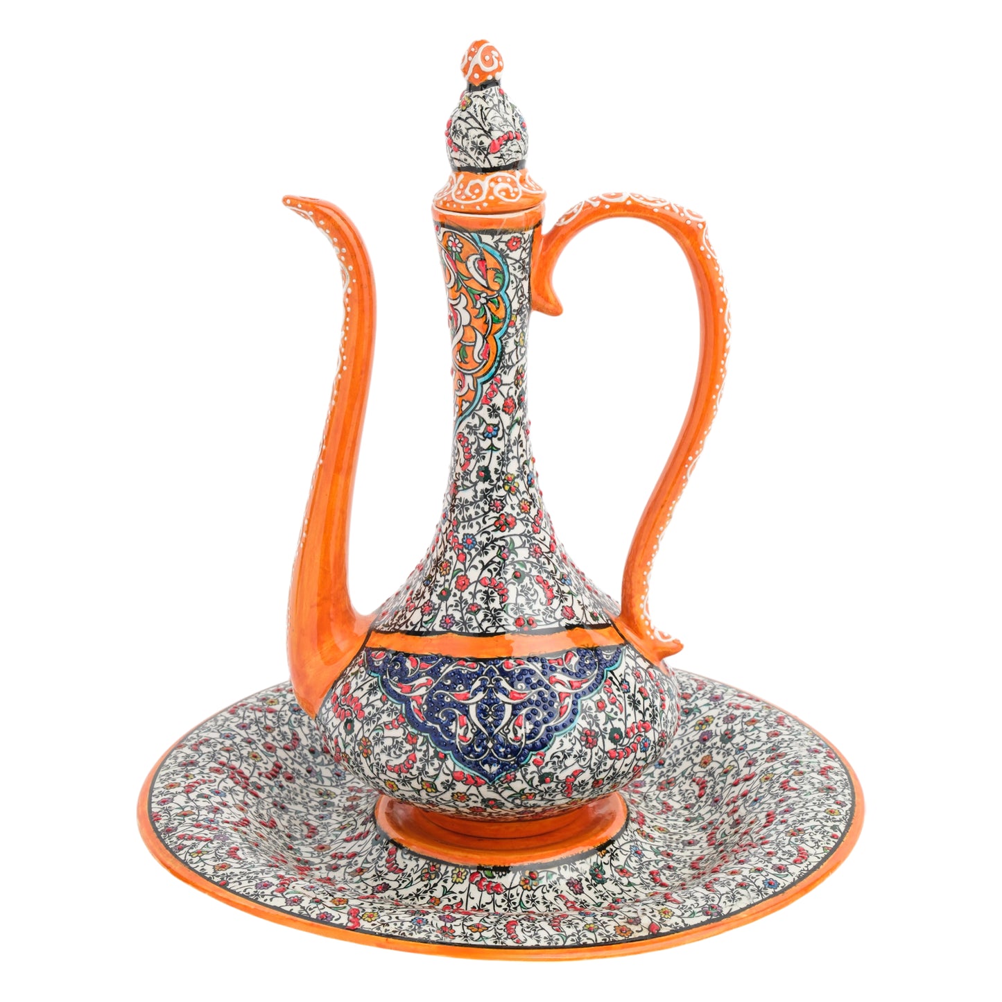 Handmade Ceramic Ewer, Ottoman Style Decorative Ewer Set, Decorative Pitcher