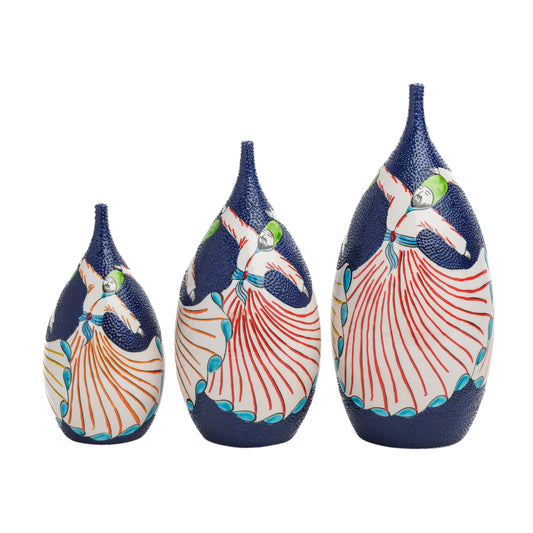 Handmade Ceramic Bottle, Sufi Mevlevi Decorative Bottle, Decorative Vase Set of 3