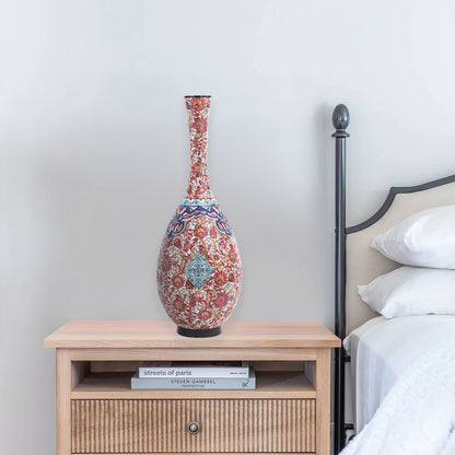 Handmade Ceramic Bottle, Red Ornament Decorative Bottle, Decorative Vase