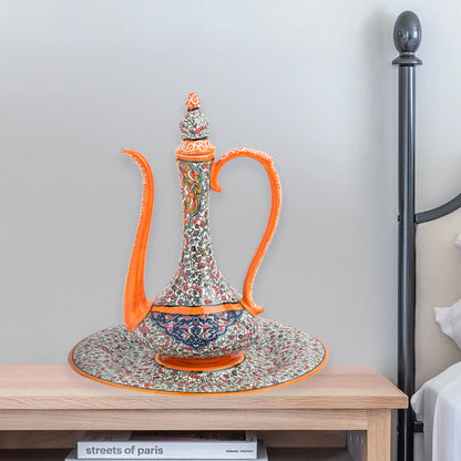 Handmade Ceramic Ewer, Ottoman Style Decorative Ewer Set, Decorative Pitcher