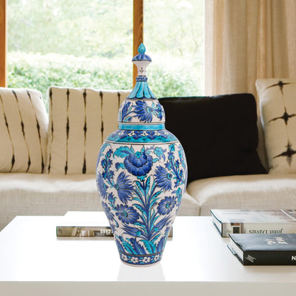 Handmade Ceramic Jar, Vizier Blue Decorative Jar with Lid, Vizier Canister