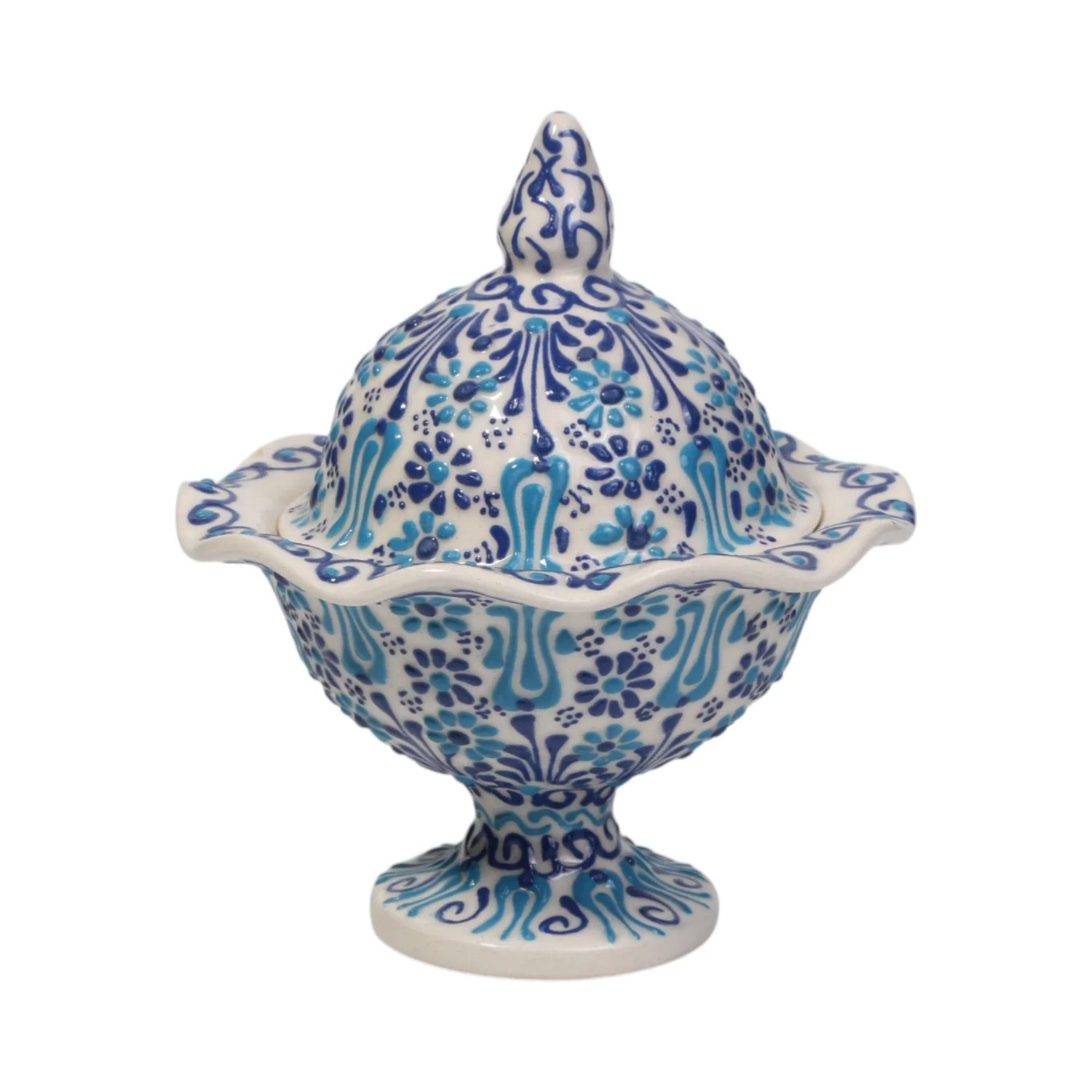 Blue Blossom – Ceramic Sugar Bowl with Lid, Handmade Sugar Holder - EVANILIFE