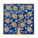 Handmade Ceramic Tile, Blue Pomegranate Tree Tile