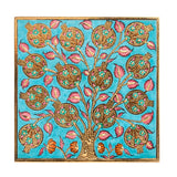 Handmade Ceramic Tile, Turquoise Pomegranate Tree Tile