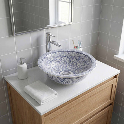 Whirling Dervish Spiral Ceramic Vessel Sink, Handpainted Bathroom Basin