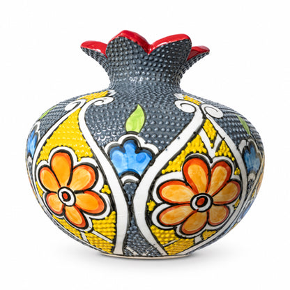 Ceramic Pomegranate Vase, 4 Inch Textured Decorative Ornament