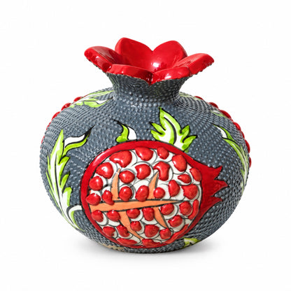Ceramic Pomegranate Vase, 4 Inch Textured Decorative Ornament