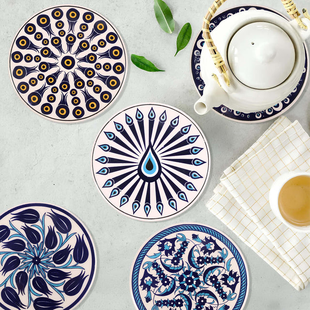 Handmade Ceramic Trivets – 6" Round Coasters for Hot Dishes