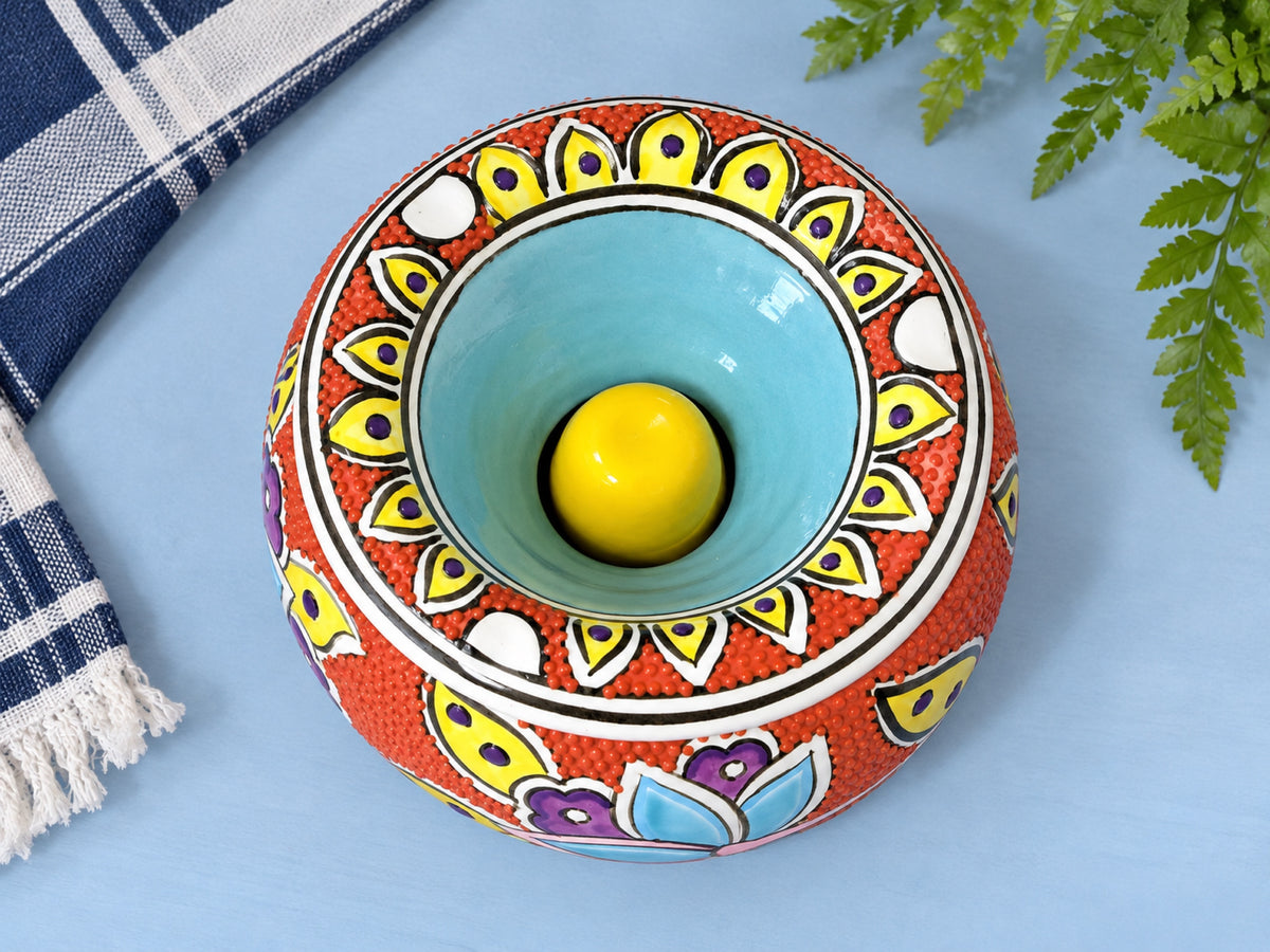 Handmade Ceramic Ashtray with Lid, 5 Inch Hand Painted Floral Outdoor Ashtray