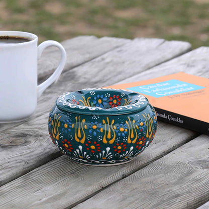 Handmade Ceramic Ashtray with Lid, Decorative Ashtray