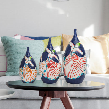 Handmade Ceramic Bottle, Sufi Mevlevi Decorative Bottle, Decorative Vase Set of 3