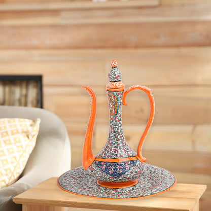 Handmade Ceramic Ewer, Ottoman Style Decorative Ewer Set, Decorative Pitcher