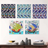 Decorative Ceramic Tile Wall Art – Wave & Ship Collection