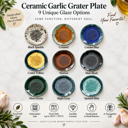 Garlic Grater Bowl, Ceramic Grater Plate, 5" Ceramic Garlic Grinder, Decorative Grater Bowl
