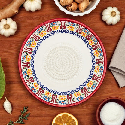 Garlic Grater Bowl, Sultan's Garden Grater Plate, 7" Ceramic Garlic Grinder, Decorative Grater Bowl