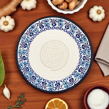 Garlic Grater Bowl, Sultan's Dream Grater Plate, 7" Ceramic Garlic Grinder, Decorative Grater Bowl
