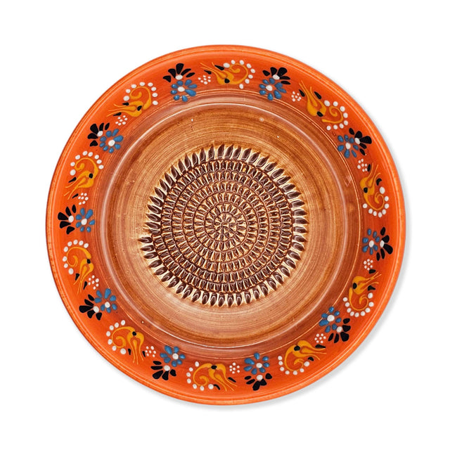 Garlic Grater Bowl, Copper Blooms Design Grater Plate, 7" Ceramic Garlic Grinder Bowl