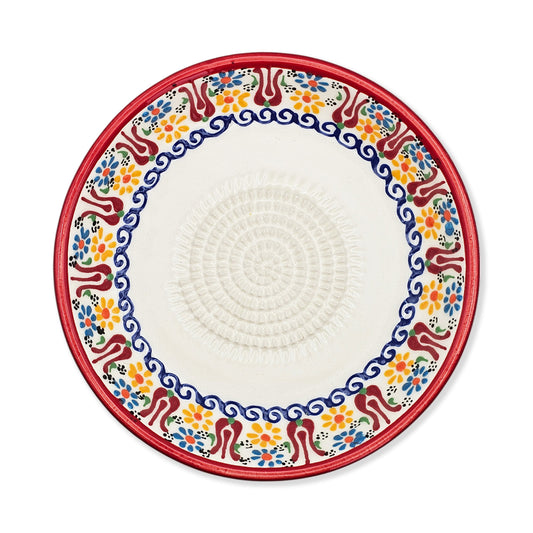 Garlic Grater Bowl, Sultan's Garden Grater Plate, 7" Ceramic Garlic Grinder, Decorative Grater Bowl