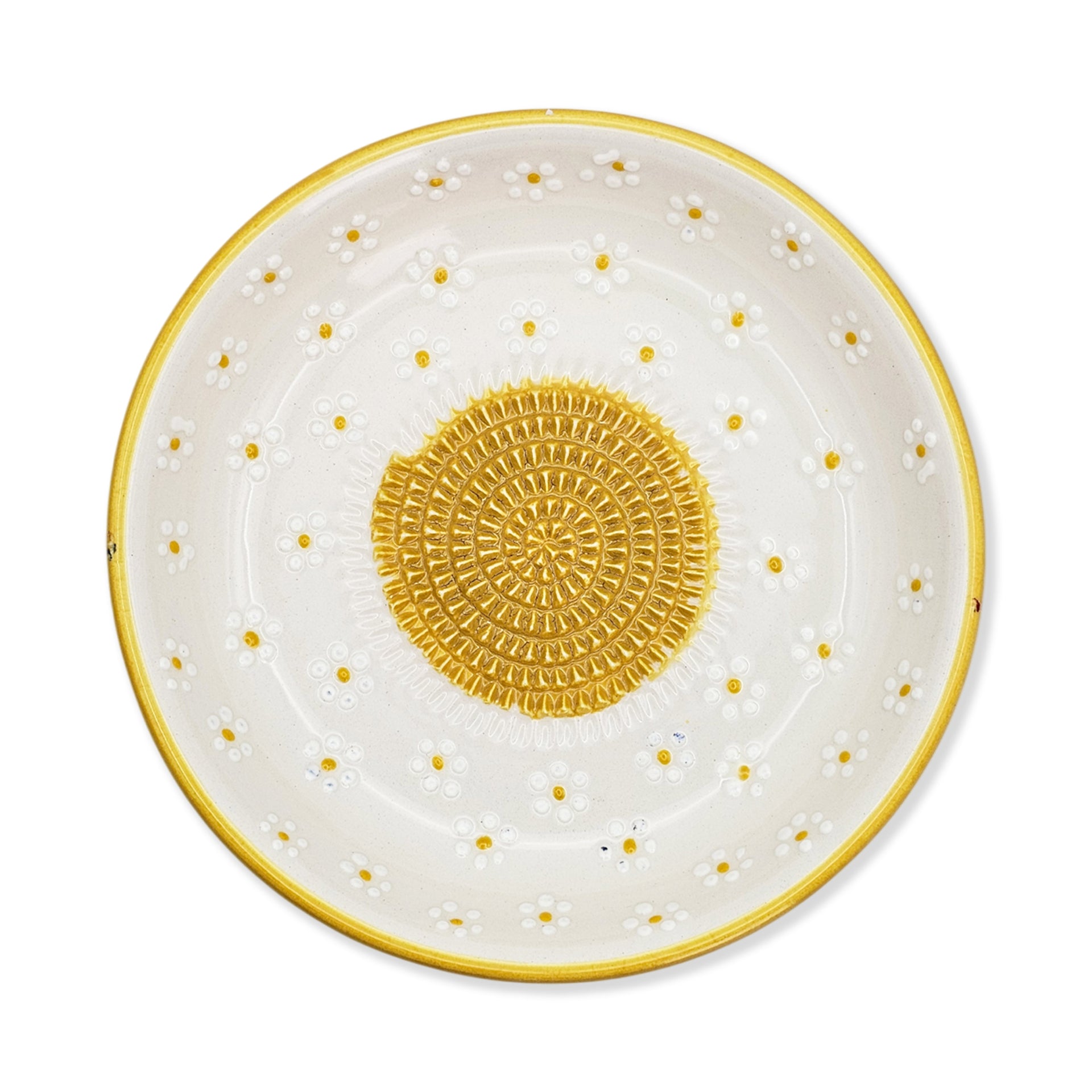 Garlic Grater Bowl, Ceramic Grater Plate, 7" Ceramic Garlic Grinder, Decorative Grater Bowl - With Brush / Whirlpool Bloom